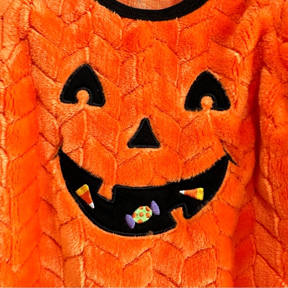 Baby Starters Halloween Footsie One Piece Fleece Pumpkin Face 6 Months - Picture 2 of 6